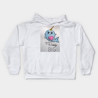 Dream Big Narwhal Watercolor Painting Kids Hoodie